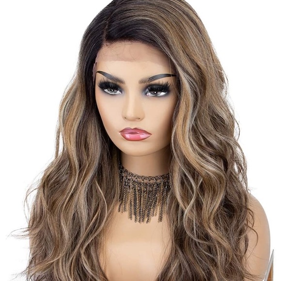 💜 18” BROWN OMBRE BODY WAVY LACE FRONT WIG *NEW*